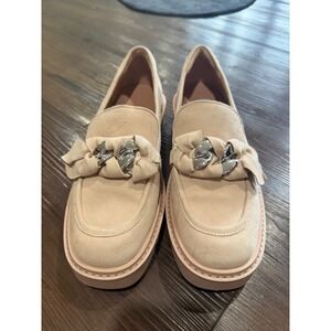 Nordstrom Trinity Blush Pink Leather Lug Sole Chain Loafers NOTRINITY-LEA 8M